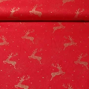 Weihnachtspopeline Hirsche Rot Gold