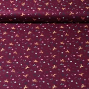 Weihnachtspopeline Kleine Rentiere Bordeaux