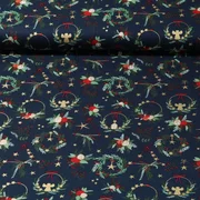 Weihnachtspopeline Kränze Navy Gold