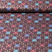 Weihnachtspopeline Kreise Sterne Aubergine Gold