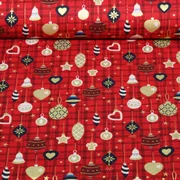 Weihnachtspopeline Kugeln Karo Rot Gold