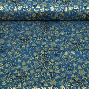 Weihnachtspopeline Christbaumschmuck Blau Gold