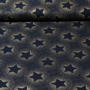 Weihnachtspopeline Spraysterne Blau Gold