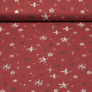 Weihnachtspopeline Sterne Leo Ziegelrot Gold