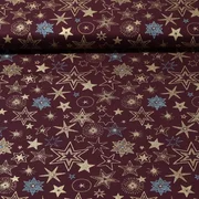 Weihnachtspopeline Sterne Mix Bordeaux Gold