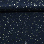 Weihnachtspopeline Sterne Punkte Navy Gold