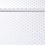 Weihnachtspopeline Sterne Ecru Silber