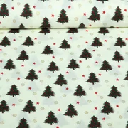 Weihnachtspopeline Tannen Ecru Gold