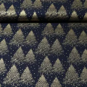 Weihnachtspopeline Tannenwald Navy Gold