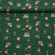 Weihnachtspopeline Weihnachtsmann und Rentiere Grün
