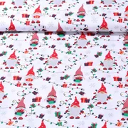 Weihnachtspopeline Wichtel Lichterkette Ecru