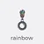 Zipper mit Ring-Anhänger in Rainbow