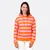 Softsweat Stoff Blockstreifen orange rosa Hoodie nähen
