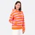 Softsweat Stoff Blockstreifen orange rosa Pulli nähen