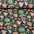 Baumwoll-Webware Blumen Boho Schwarz