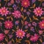 Baumwollvoile Blumenranken Schwarz