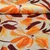 Satin Blumen Gemalt Beige Orange