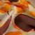 Satin Blumen Gemalt Beige Orange