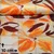 Satin Blumen Gemalt Beige Orange