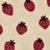 Teddyfleece Jacquard Erdbeeren Beige