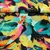 Viskose Satin Blumen Türkis Multicolor
