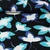 Viskose Twill Blätter Schwarz Türkis