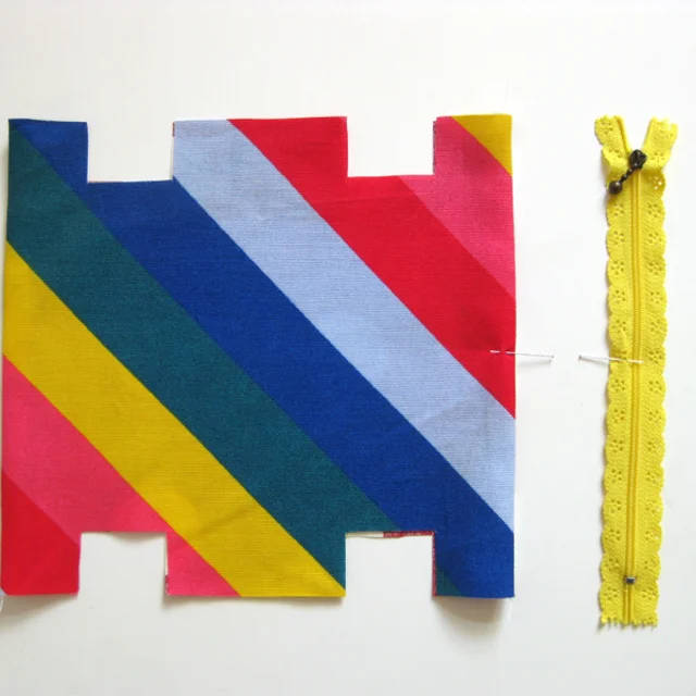 kostenloses Schnittmuster Spitzentäschlein Spitzen-Reißverschluss nähen