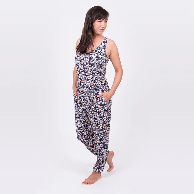 Jumpsuit Overall Blumen Jersey nähen
