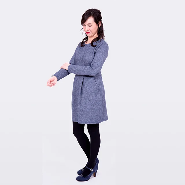 Schnittmuster Sweatkleid blau meliert nähen