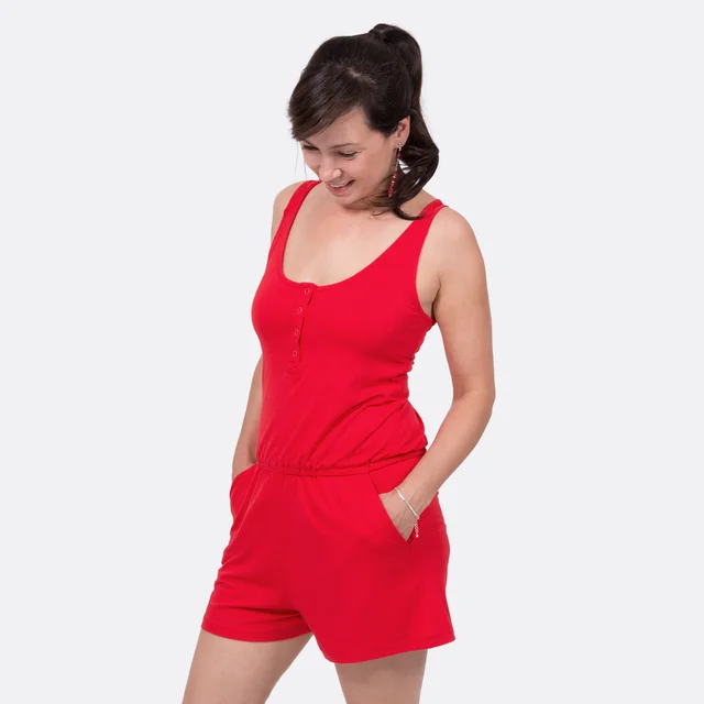 Jumpsuit Schnittmuster Anleitung Träger kurze Beine Druckknopf