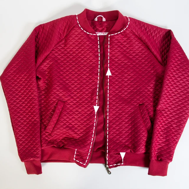 Nähanleitung Blousonkragen an Kapuzenjacke nähen: Kanten feststeppen