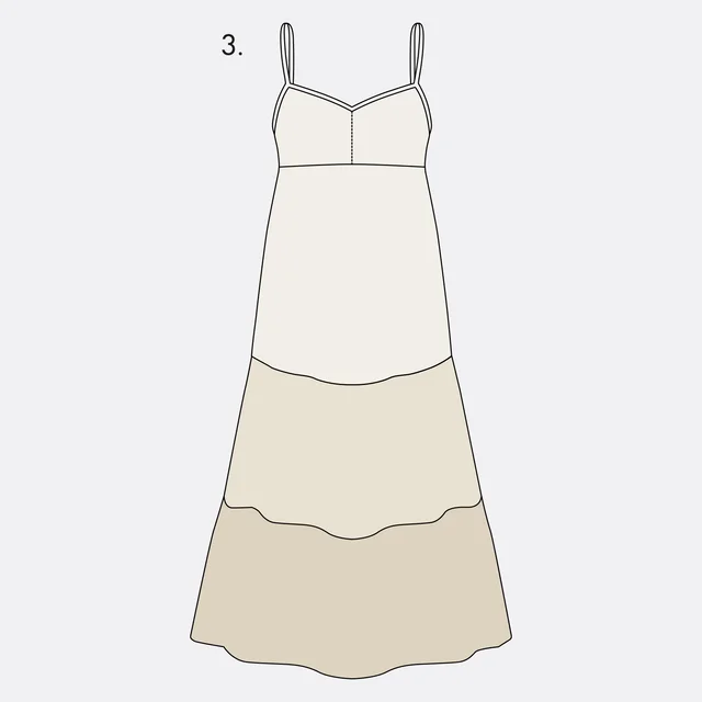 Schnittanpassung Maxikleid Stufen annähen Schnittanpassung Maxikleid Stufen annähen