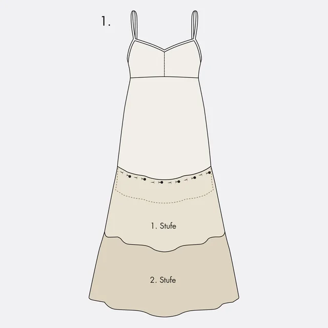 Schnittanpassung Maxikleid Verlängerung feststecken Schnittanpassung Maxikleid Verlängerung feststecken