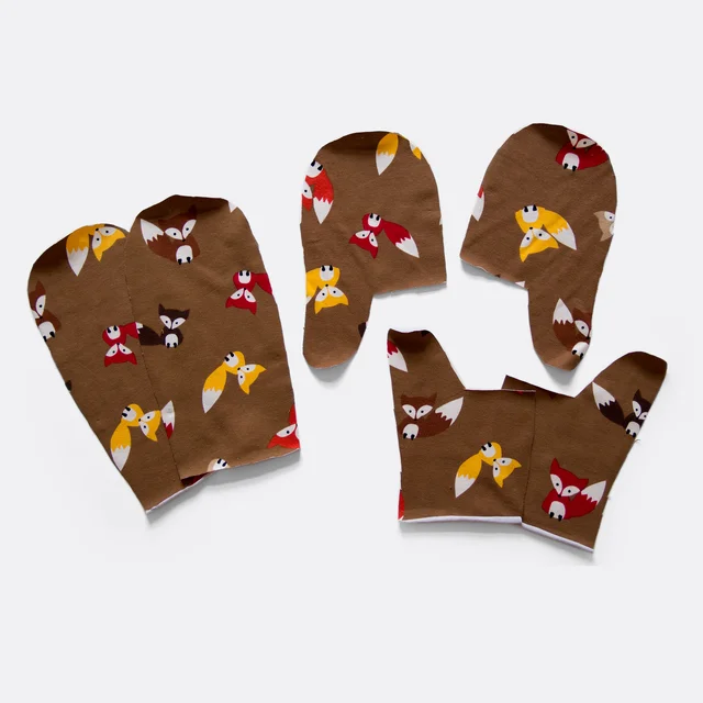 Nähanleitung mit kostenlosem Schnittmuster Fuchshandschuhe Schnittteile Futter