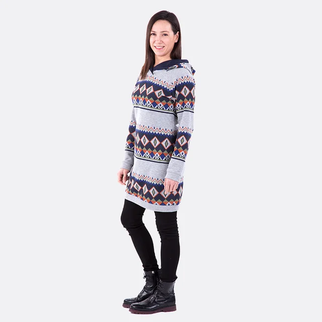 Anleitung Sweatkleid Inka Ethno Muster Sweatstoff