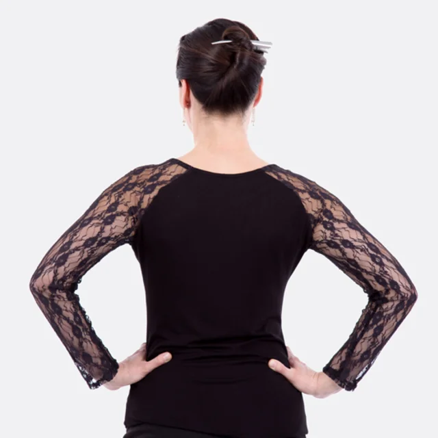 Schnittmuster Anleitung Raglanshirt Viskosejersey Spitze elegant schwarz