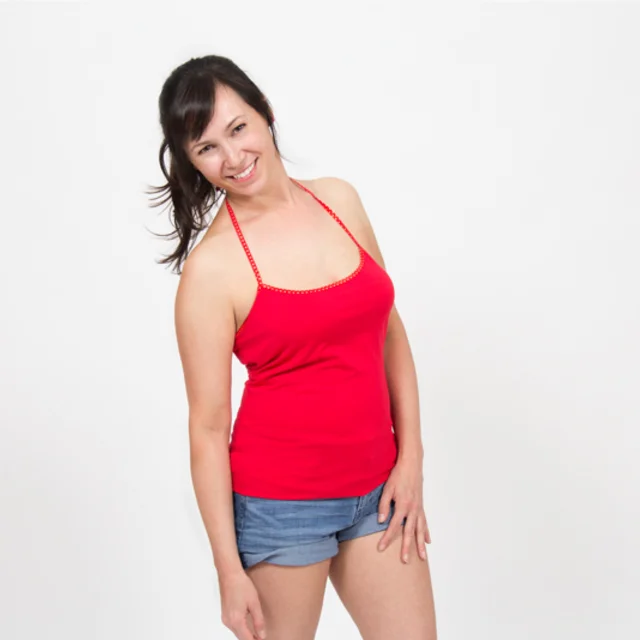 Spaghettiträger Top Schnittmuster selber nähen rot