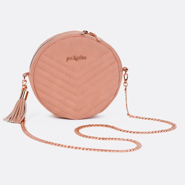 Schnittmuster Handtasche rosa Kunstleder Kupferkette selber nähen