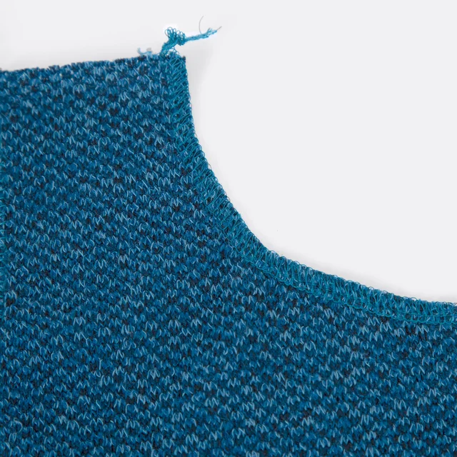 Strickstoff nähen Probestück Längs- und Quernähte