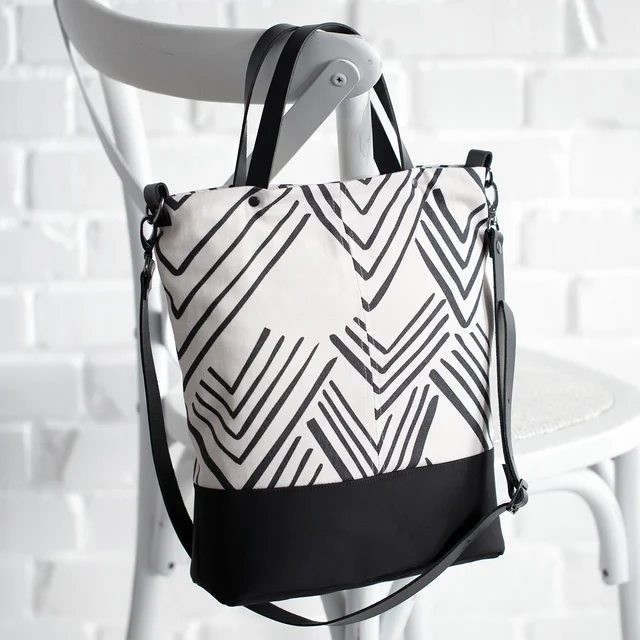 Schnittmuster Tasche Shopper aus Canvas modern Lederriemen