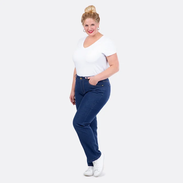 Schnittmuster Damen-Jeans für kurvige Frauen nähen