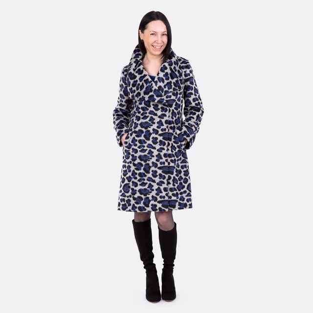 Mantel aus Wollstoff mit Leopard-Muster nähen
