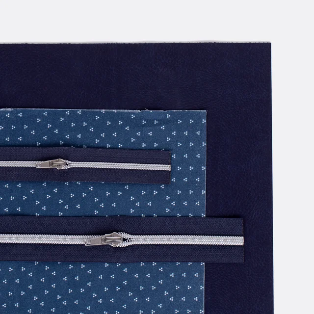 Stoff Kunstleder Reißverschluss Portemonnaie marine blau