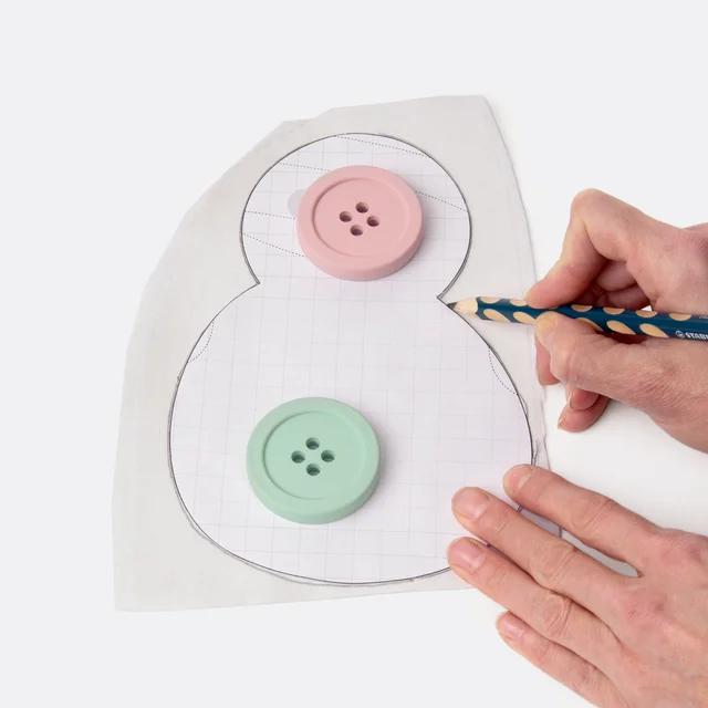 Schneemann auf Filz zeichnen Knopf-Nähgewicht