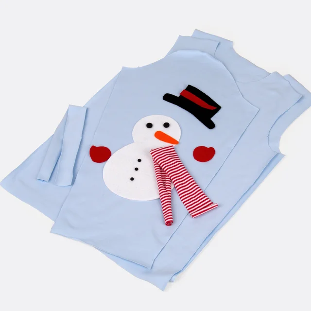 Weihnachtspulli mit Schneemann Stoff Zuschnitt Anleitung