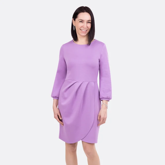 Jerseykleid mit Wickelrock und Falten aus Modal Scuba zum Selbernähen