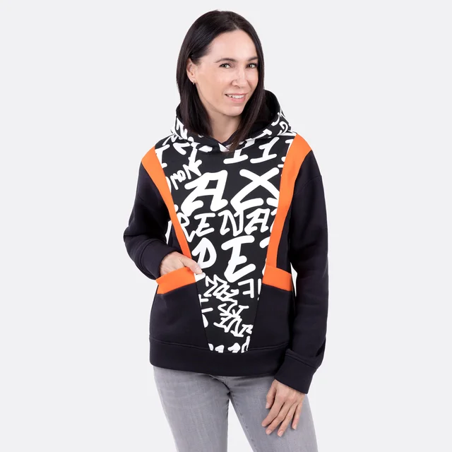 Heavy Sweat Kapuzenpulli mit Graffiti Muster nähen