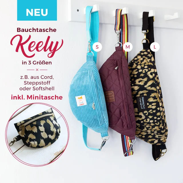 Schnittmuster Bauchtasche "Keely" in 3 Größen selber nähen