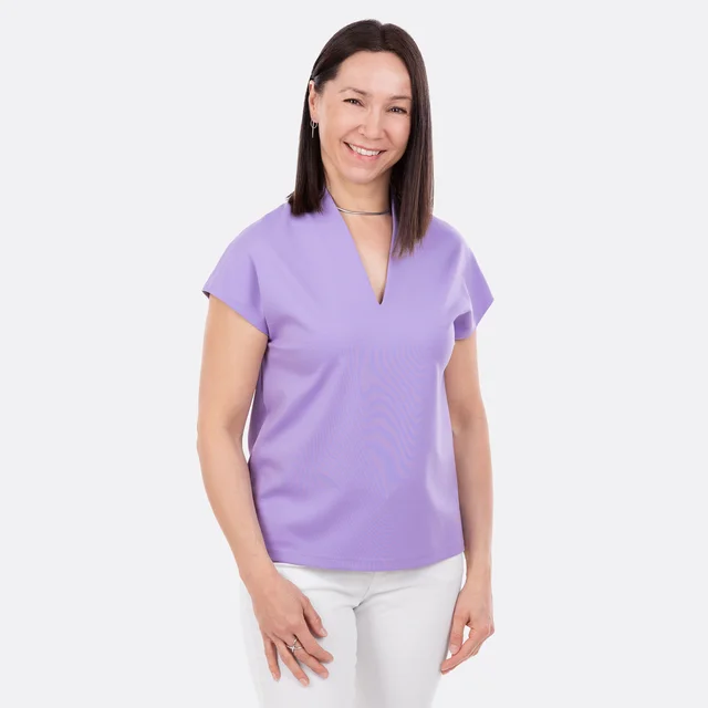 Schnittmuster Damenshirt Romanit Jersey Lila nähen