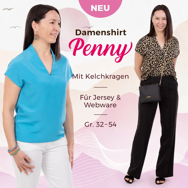 Schnittmuster Dameshirt "Penny" mit Kelchkragen 